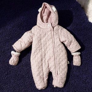 Quilted Pink Kids One Piece Snowsuit
